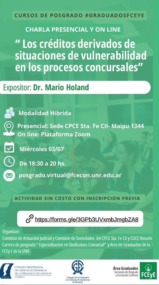 Curso de posgrado: Los créditos derivados de situaciones de vulnerabilidad en los procesos concursales